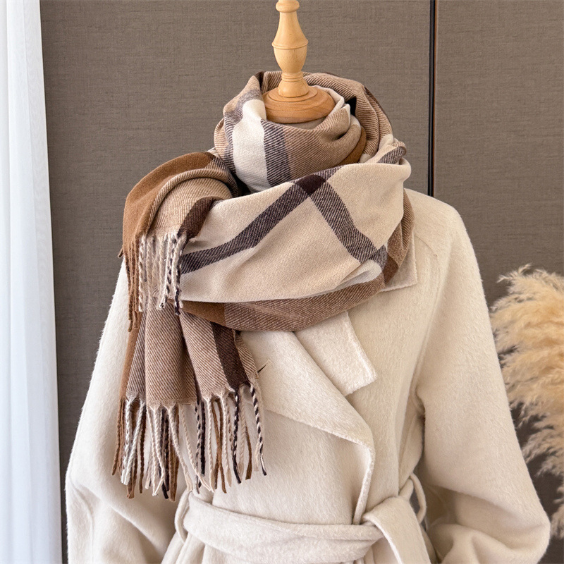 Cashmere Pashmina Wrap - Sciarpa da donna in plaid scozzese,