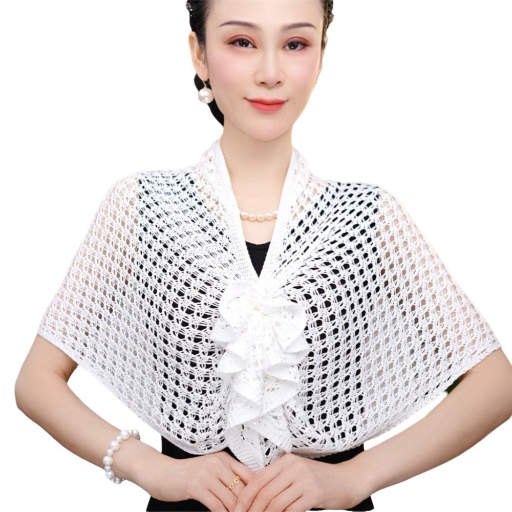 Shawl Wrap Winter - Cardigan Scintillante con Design Traforato e
