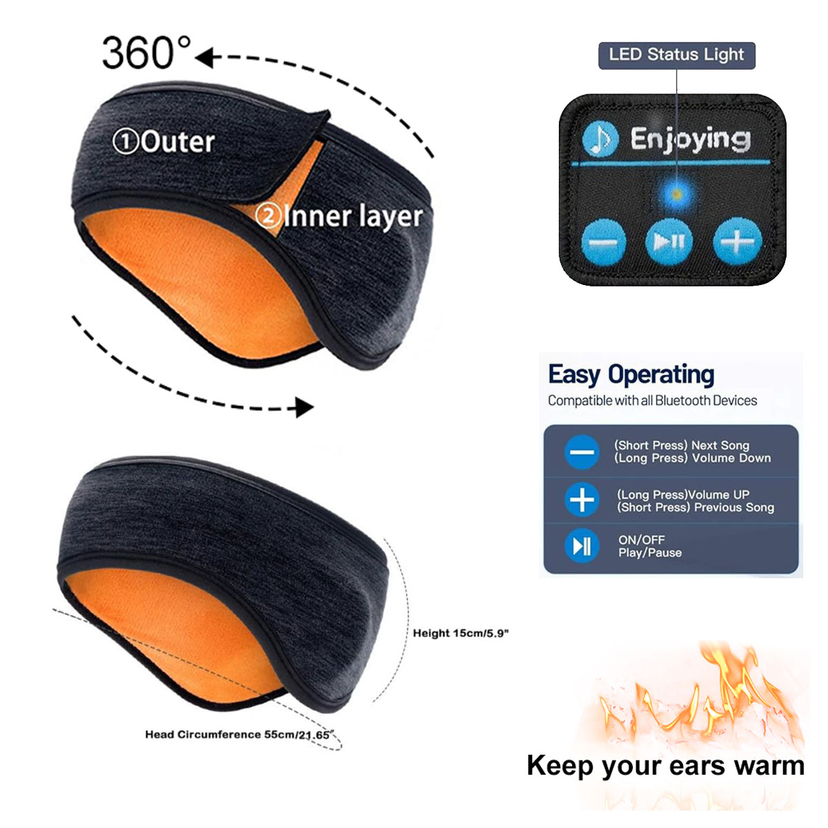 Cuffie Bluetooth senza fili Fa - Winter Headband Fleece recensione e prezzo